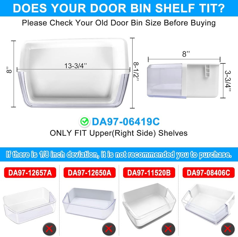 Alvar UPGRADED DA97-06419C Refrigerator Door Shelf Basket Bin Right Compatible with Samsung Refrigerator Door Shelf RFG293HARS RFG297HDRS RFG298HDRS Door Shelf DA63-04314 DA63-04316 AP4567198 Door Shelf Bin - Image 2